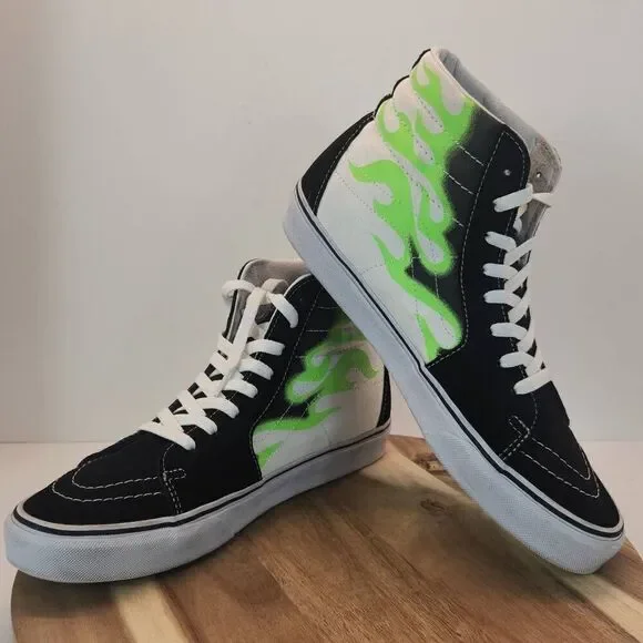 Vans Sk8-Hi 'Flame Black White' VN0A4U3CXEY Mens Size 10.5 - Picture 7 of 11